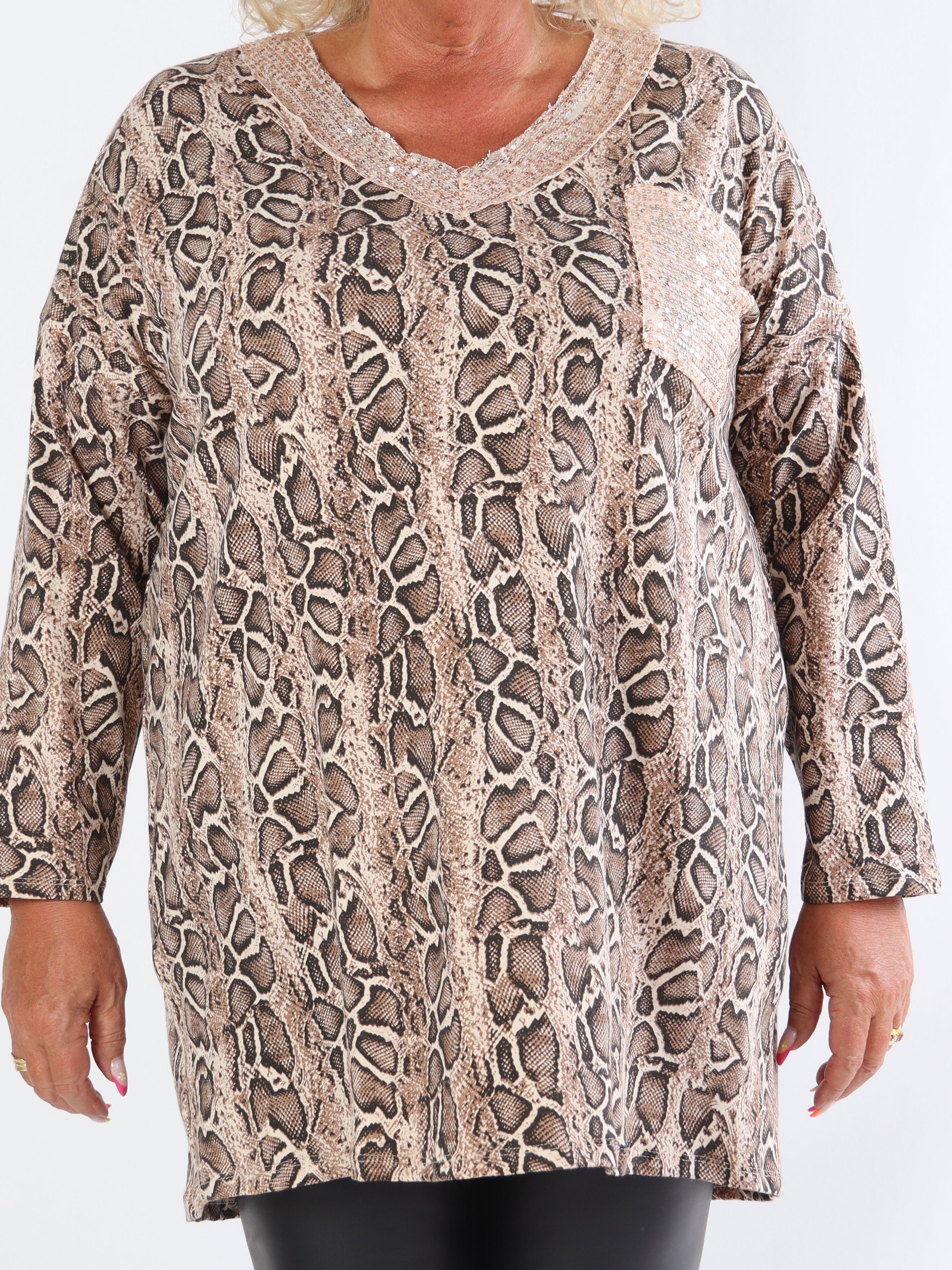 Jasmine - Mjuk plus size-tunika i bomull med paljetter